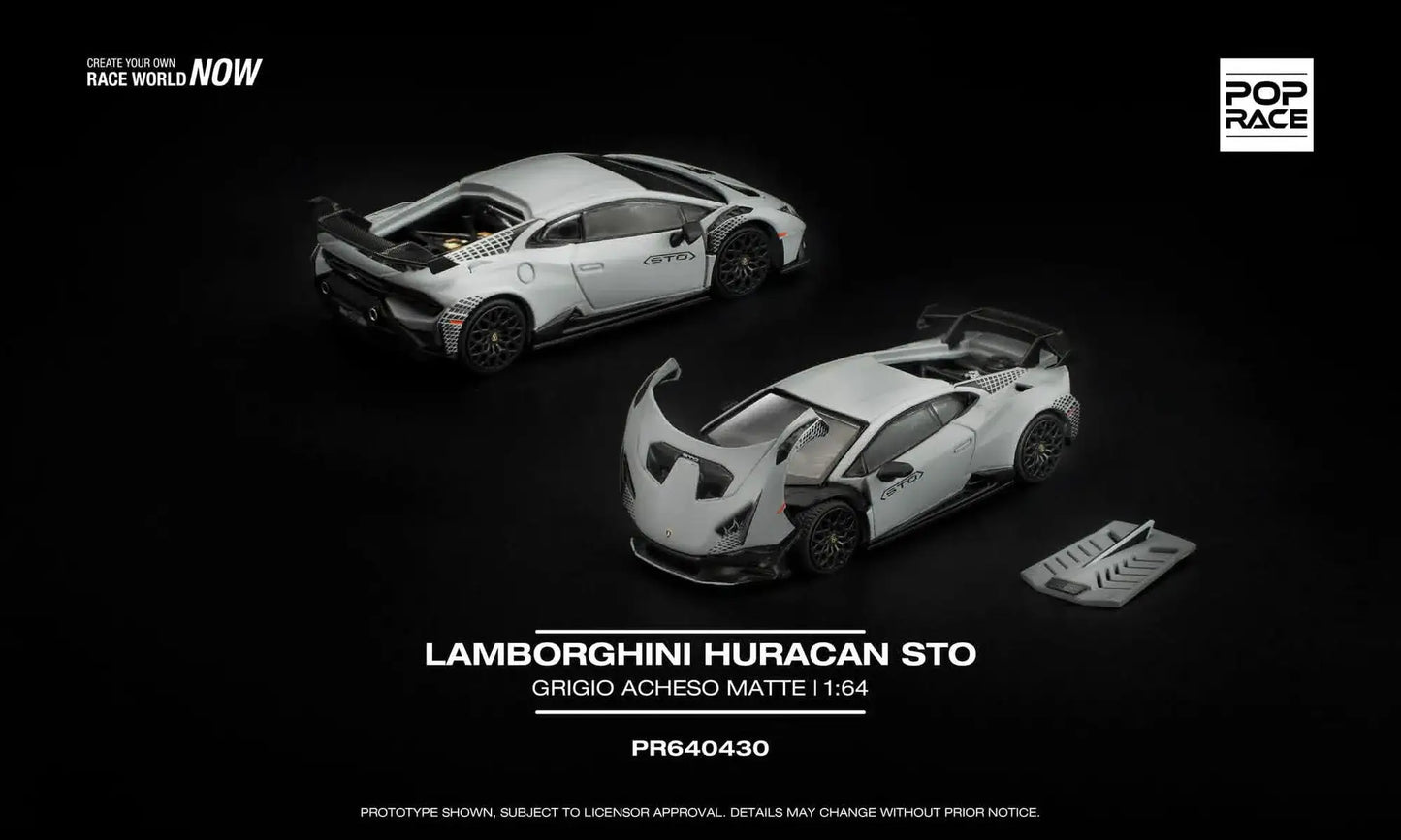 Pop Race PR640430 1:64 Lamborghini Huracan STO Grigio Acheso Matte-Pop Race-1:64-Mobile Garage HK