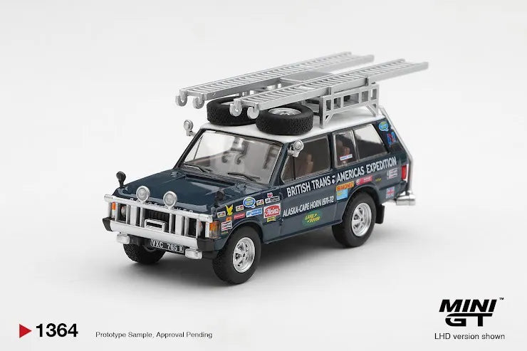 Mini GT #1364 Range Rover 1971 British Trans-Americas Expedition (VXC-765K)