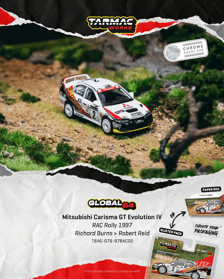 Tarmac Works T64G-076-97RAC02 Mitsubishi Carisma GT Evolution IV RAC Rally 1997 Richard Burns / Robert Reid
