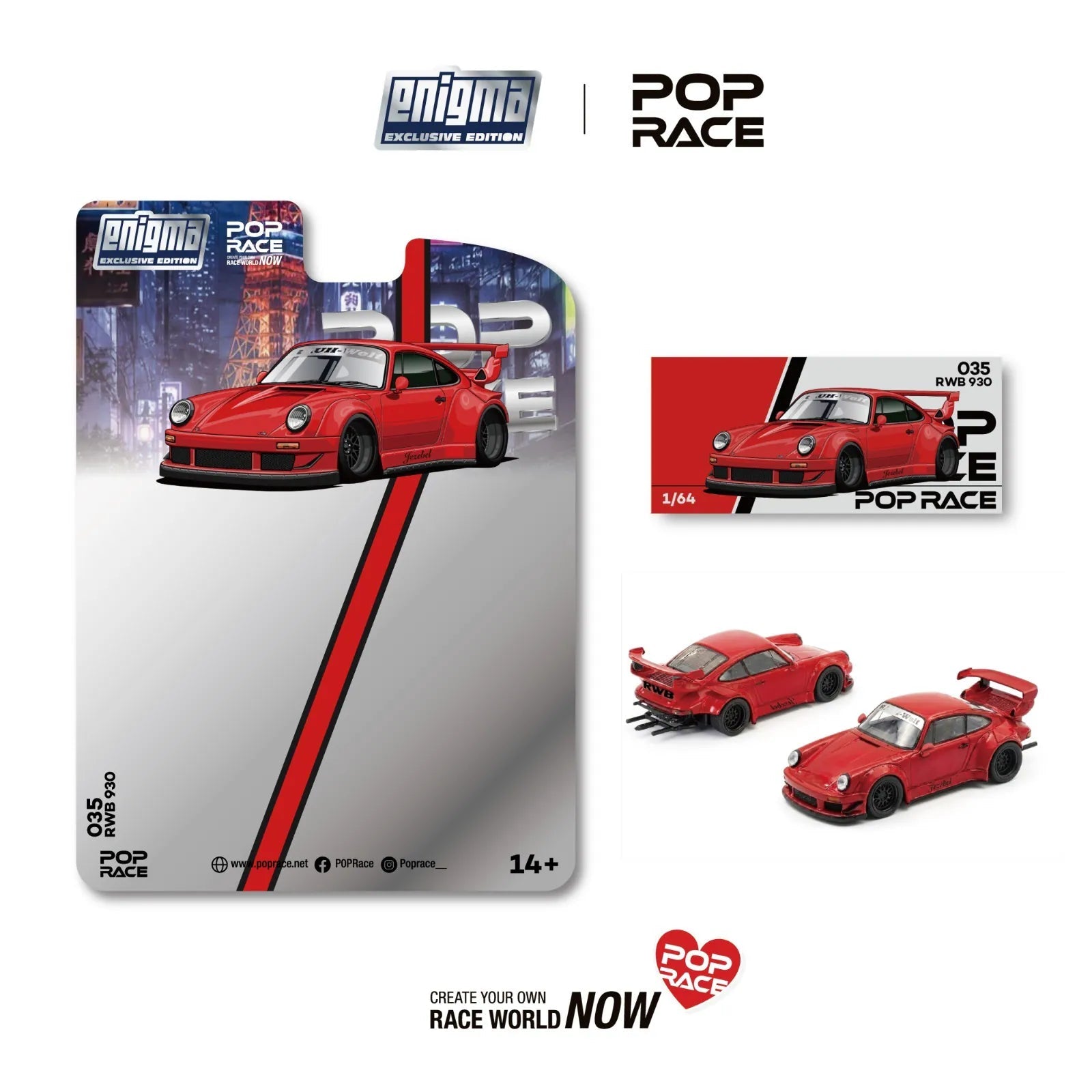 Pop Race PR-035 RWB 930 Red Enigma Exclusive 1:64