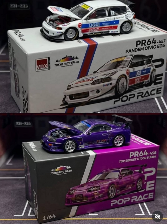 Pop Race 1/64 Tokyo Auto Salon Hong Kong 2025 CIVIC EG/ SUPRA/ Set