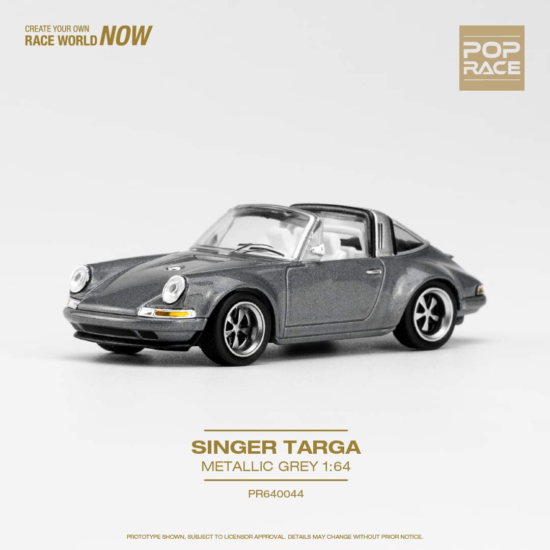 Pop Race 1:64 Scale Porsche 911 Singer Targa Metallic Grey