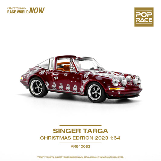 Pop Race Christmas Edition 1:64 Scale Porsche 911 (964) Singer Targa - Christmas Edition 2023 (Deep Red)