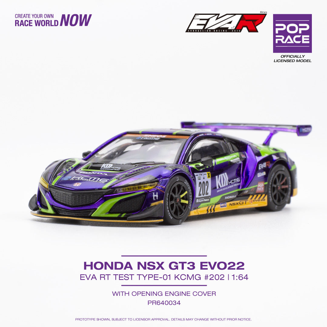 Pop Race 1:64 Honda NSX GT3 EVO22 EVA Test Type-01 KCMG #202