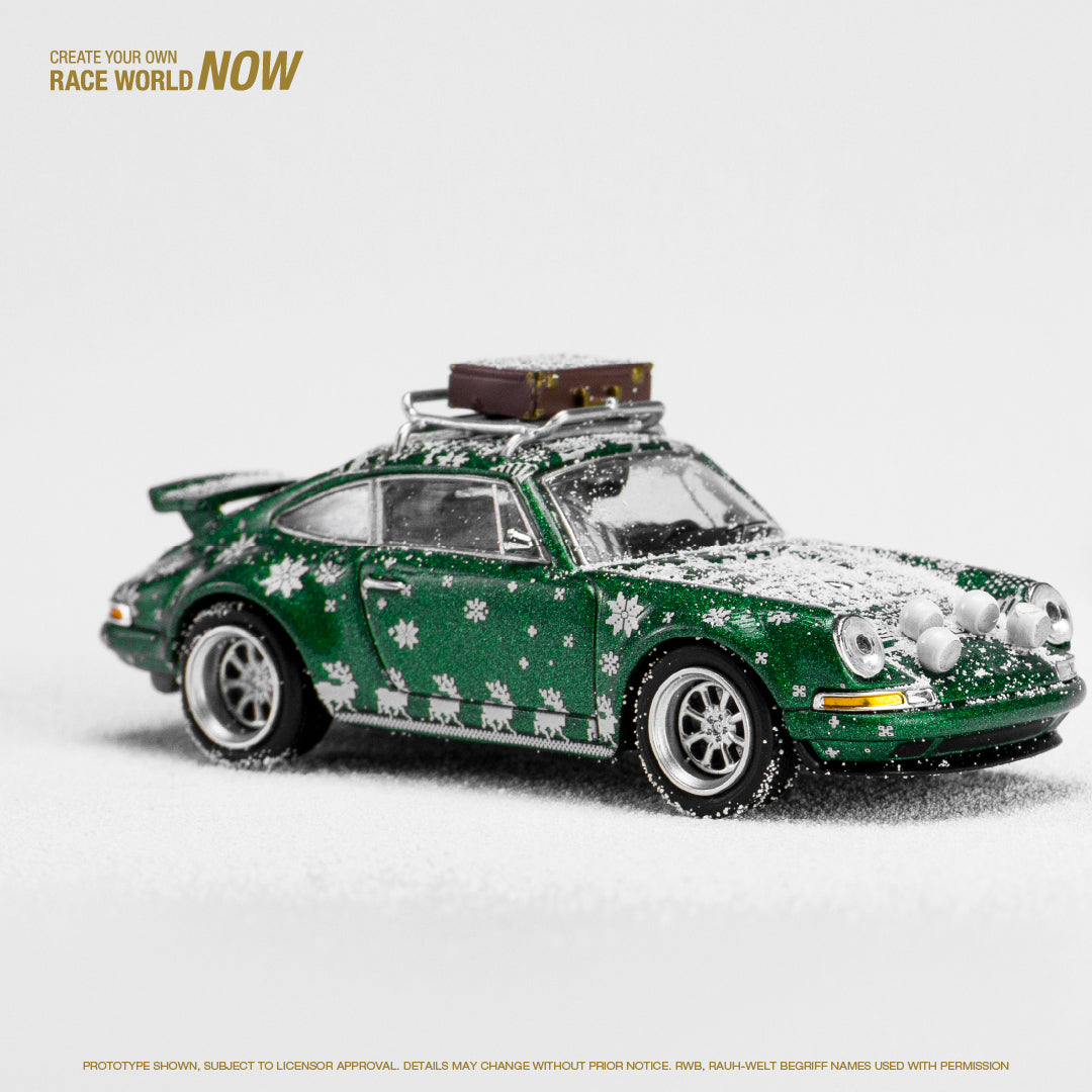 Pop Race Christmas Edition 1:64 Scale Porsche 911 (964) Singer Targa - Christmas Edition 2023 (Metallic Green)