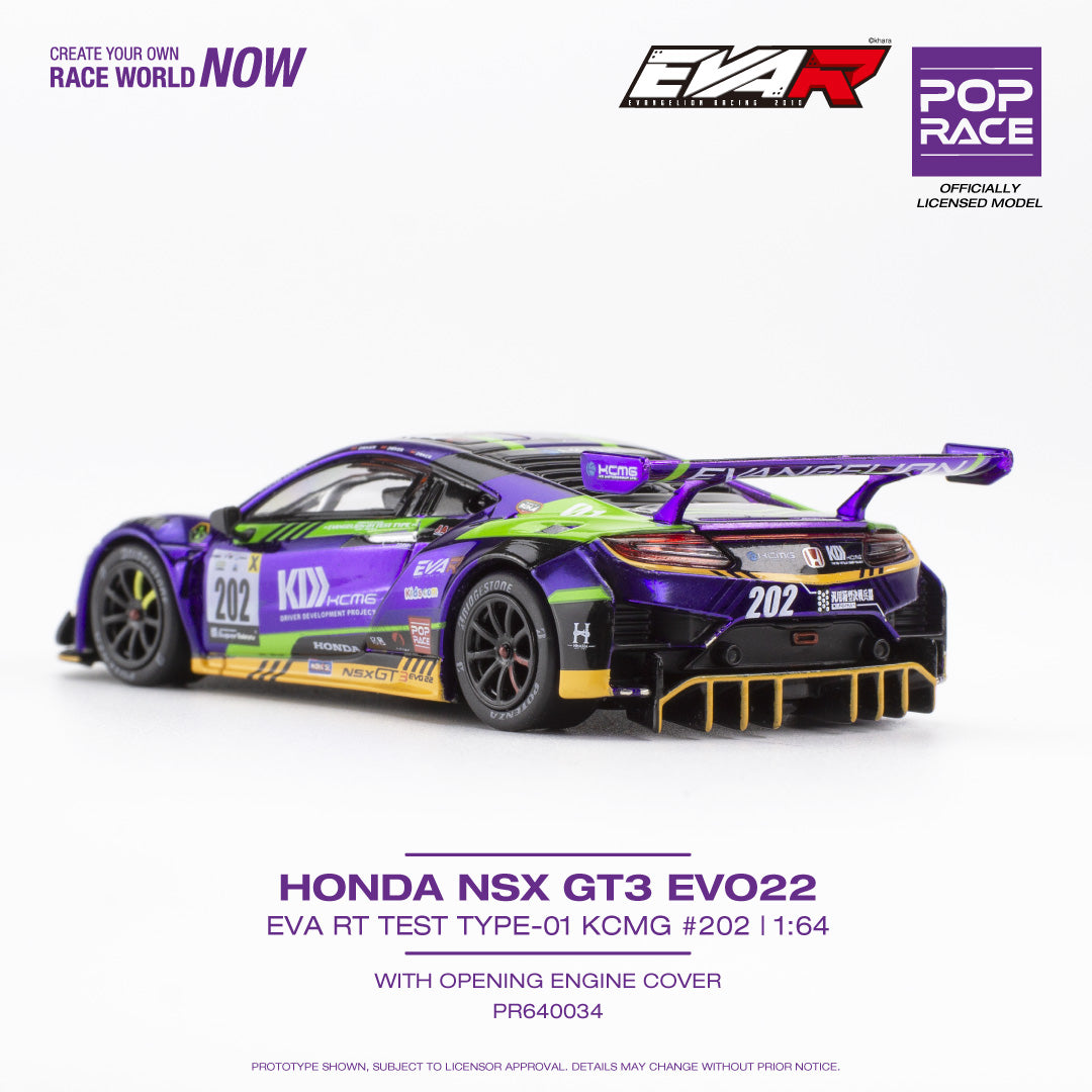 Pop Race 1:64 Honda NSX GT3 EVO22 EVA Test Type-01 KCMG #202