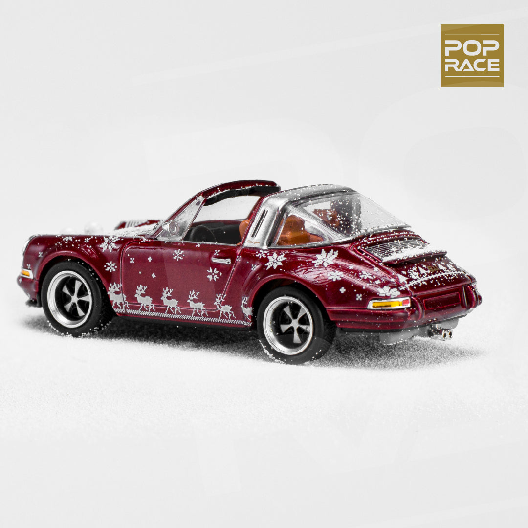 Pop Race Christmas Edition 1:64 Scale Porsche 911 (964) Singer Targa - Christmas Edition 2023 (Deep Red)
