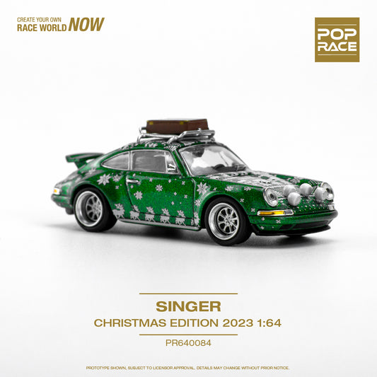 Pop Race Christmas Edition 1:64 Scale Porsche 911 (964) Singer Targa - Christmas Edition 2023 (Metallic Green)