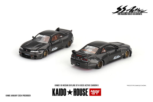 Mini GT x Kaido House #116 Nissan Skyline GT-R (R33) Active Carbon R