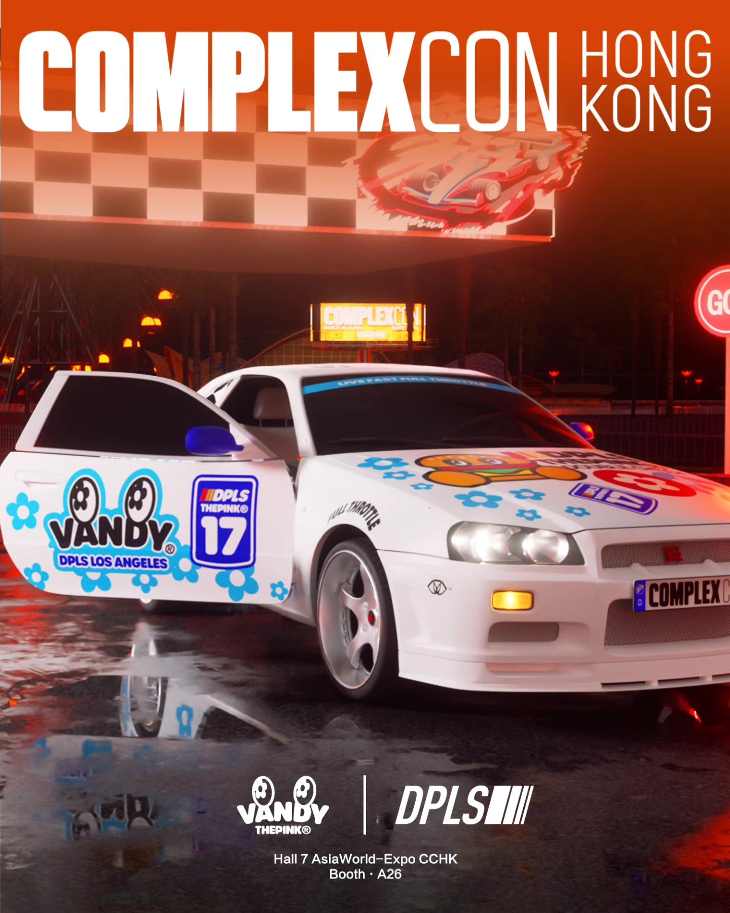 DPLS Los Angeles x VANDY THE PINK 1/64 NISSAN SKYLINE GT-R (R34) Hong Kong ComplexCon 2024 Exclusive Model