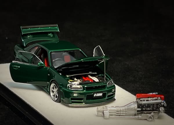 PGM X One Model 1:64 Scale Nissan Skyline GTR R34 Nismo Z Tune British Green