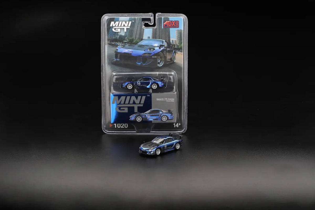 Mini GT MDX 2025 #1020/ #1021 Mazda RX-7 RE-Amemiya Chrome Blue 