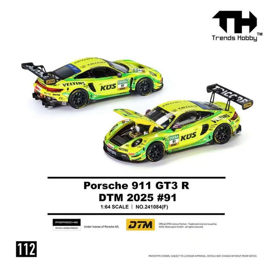 Trends Hobby 1:64 Porsche 911 GT3 R DTM 2025 - Yellow #91 (241084(F))