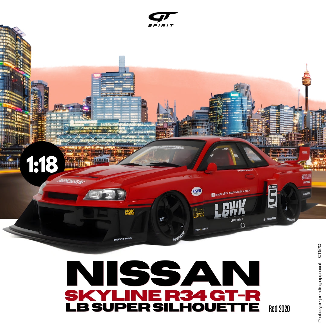 GT Spirit 1:18 Scale GT570 Nissan Skyline R34 GT-R LB Super Silhouette Red 2020