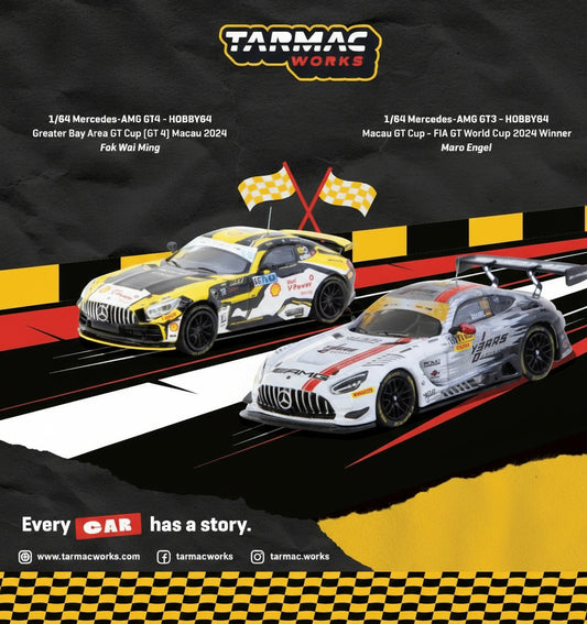 Tarmac Works 1:64 Scale Macau GP 2025 Exclusive Set - Mercedes-AMG GT3 & GT4