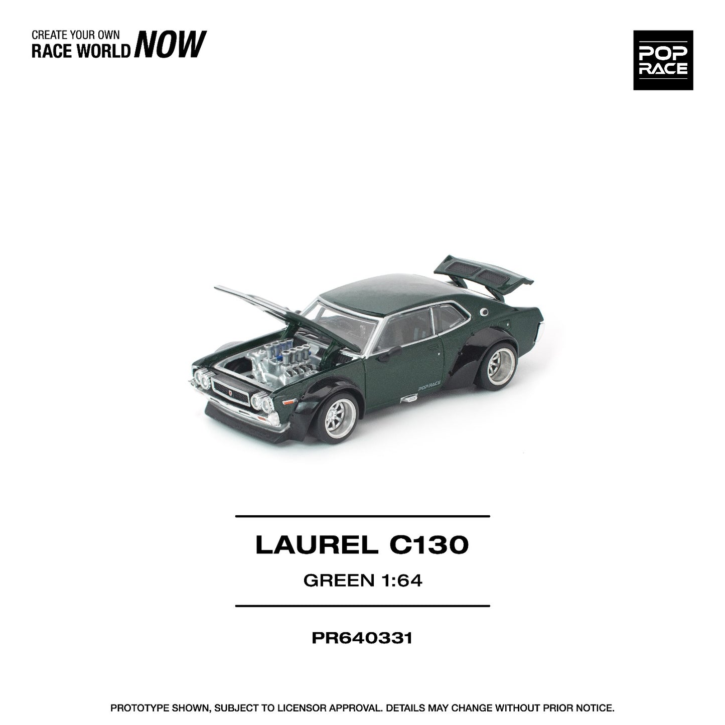 Pop Race 1:64 Scale Laurel C130 Green