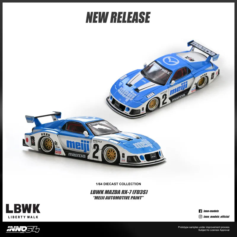 Inno64 IN64-LBWKRX7-10 Mazda RX-7 FD3S LB-Super Silhouette Meiji Automotive Paint