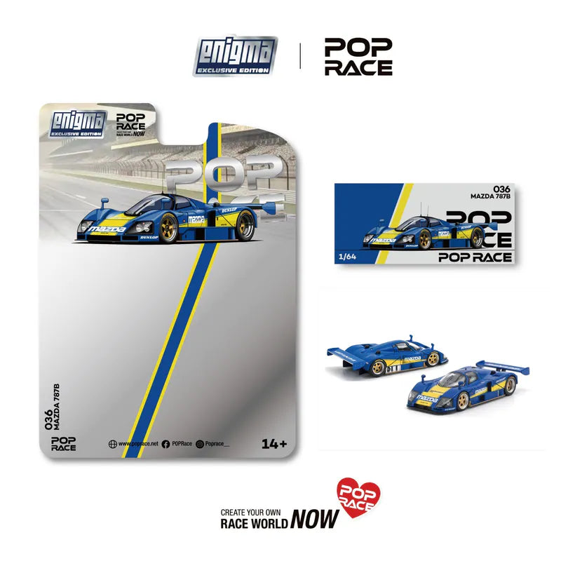Pop Race PR-036 Mazda 787B Racing Blue Yellow Enigma Exclusive 1:64