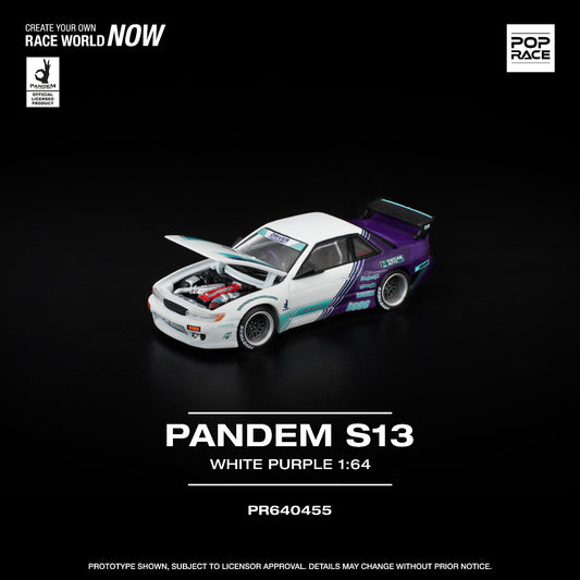 Pop Race 1:64 Scale Pandem S13 White Purple