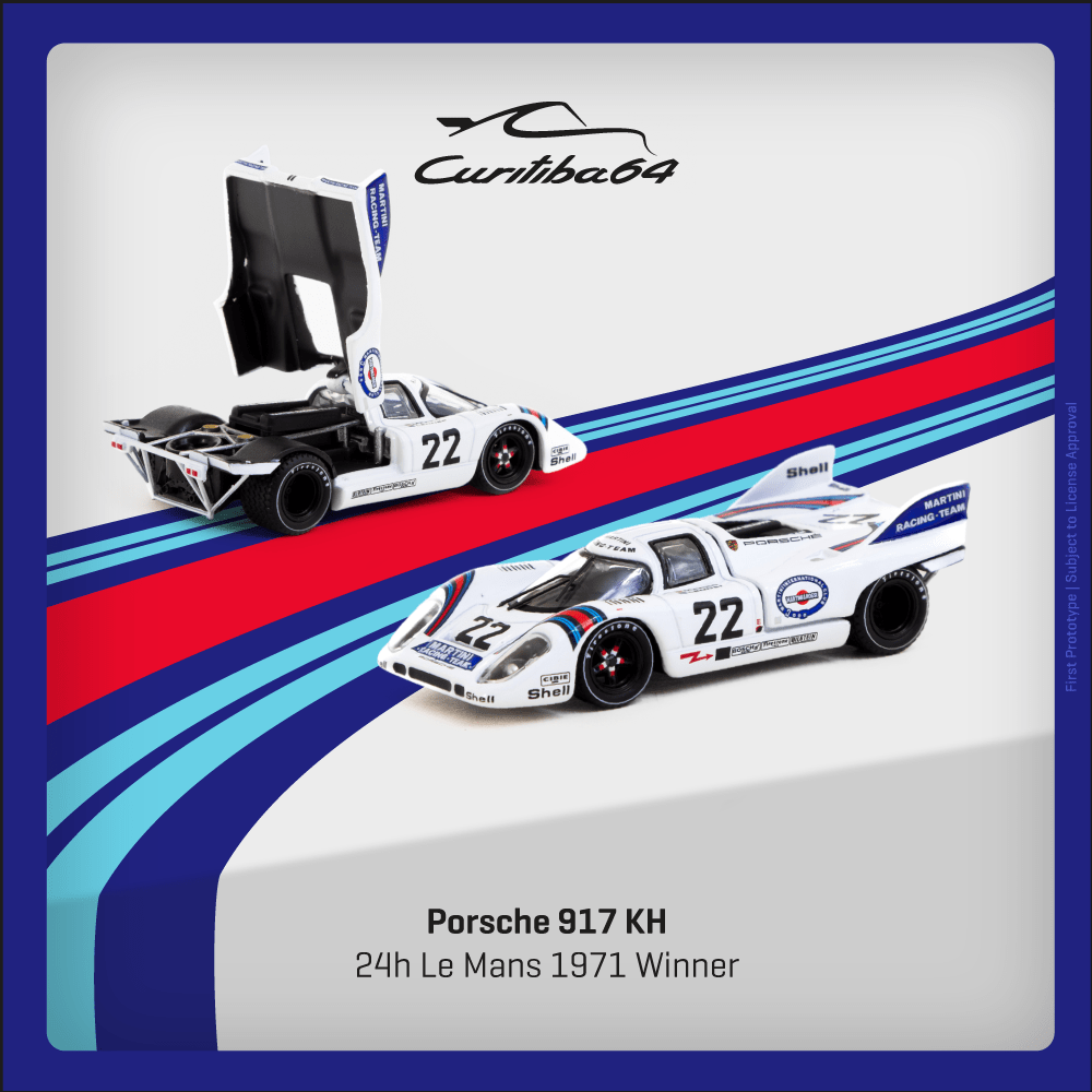 Tarmac Works X Curitiba64 1:64 Scale Porsche 917 KH 24h Le Mans 1971 Winner #22 CWB64-002-LMW22