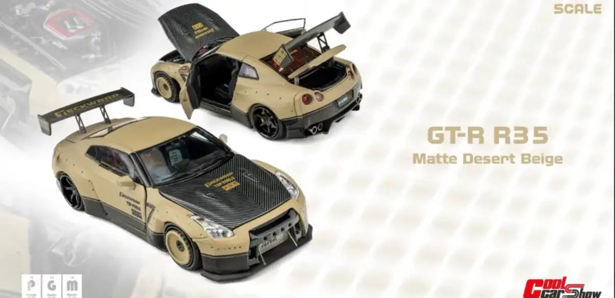 PGM 1:64 Scale Nissan GT-R R35 Matte Desert Beige (Cool Car Show Exclusive)