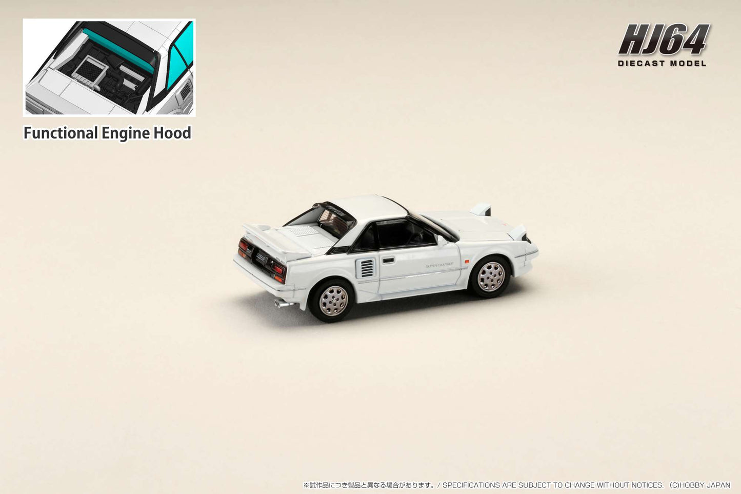 Hobby Japan 1/64 Toyota MR2 1600G-LIMITED SUPER CHARGER 1986 White