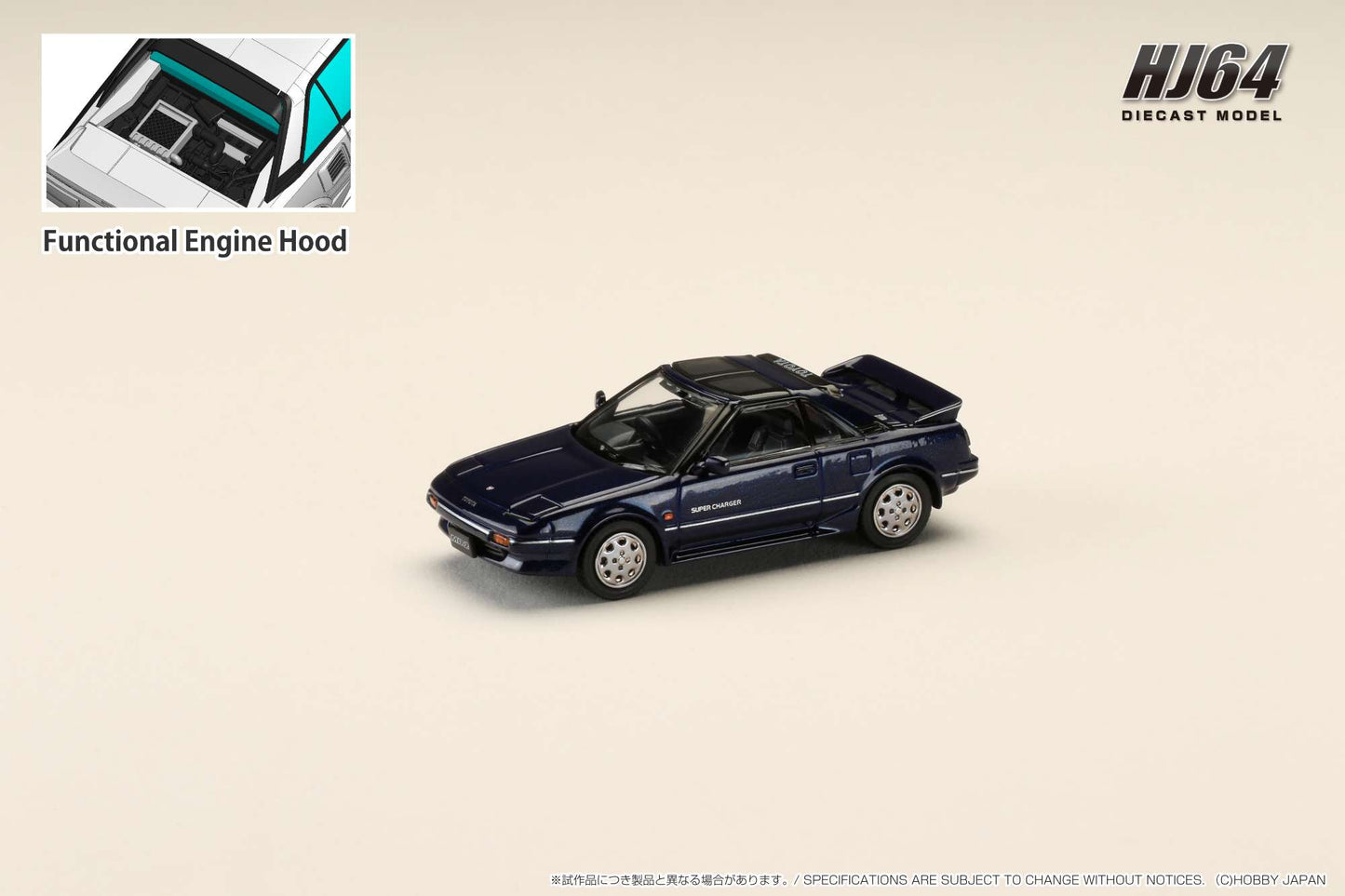 Hobby Japan 1/64 Toyota MR2 1600G-LIMITED SUPER CHARGER 1988 T BAR ROOF Blue
