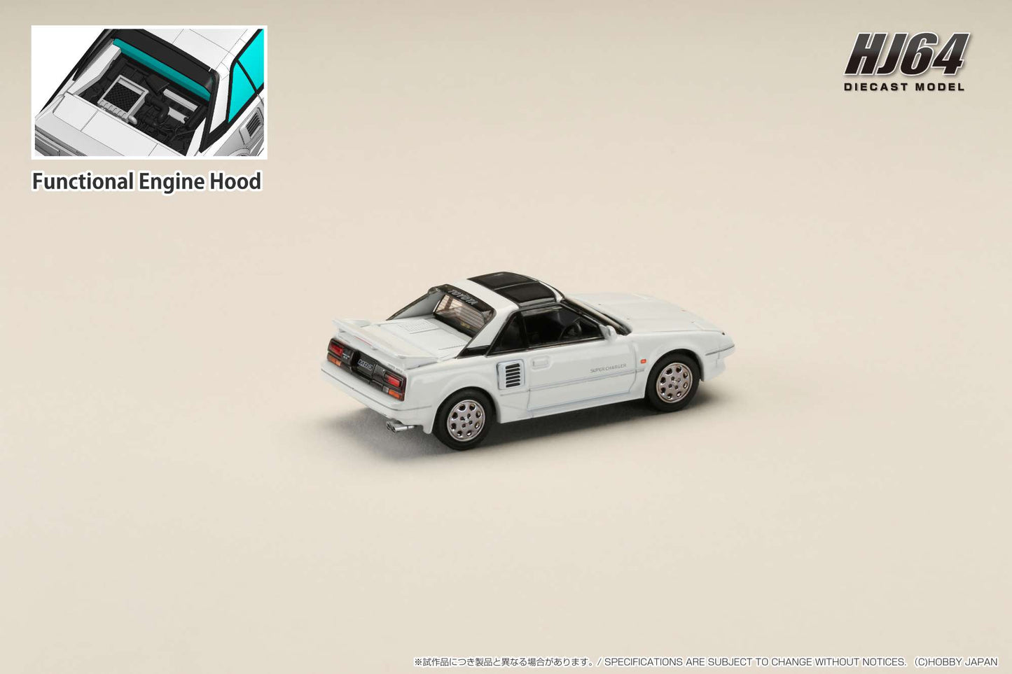 Hobby Japan 1/64 Toyota MR2 1600G-LIMITED SUPER CHARGER 1988 T BAR ROOF White