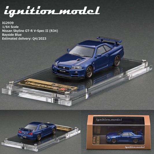 Ignition Model IG2939 HIGH-END RESIN MODEL 1:64 Scale Nissan Skyline R34 GT-R V-spec Ⅱ Bayside Blue