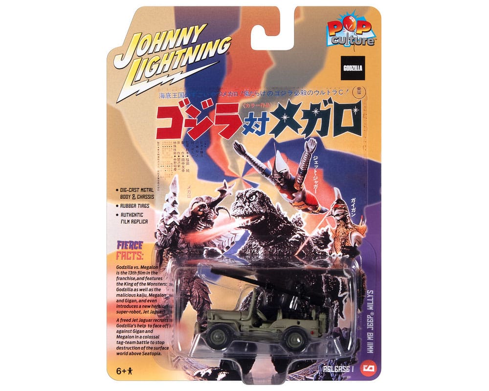 Johnny Lightning 1:64 Godzilla  – WW2 M8 Jeep Willys – Pop Culture 2023 Release 1