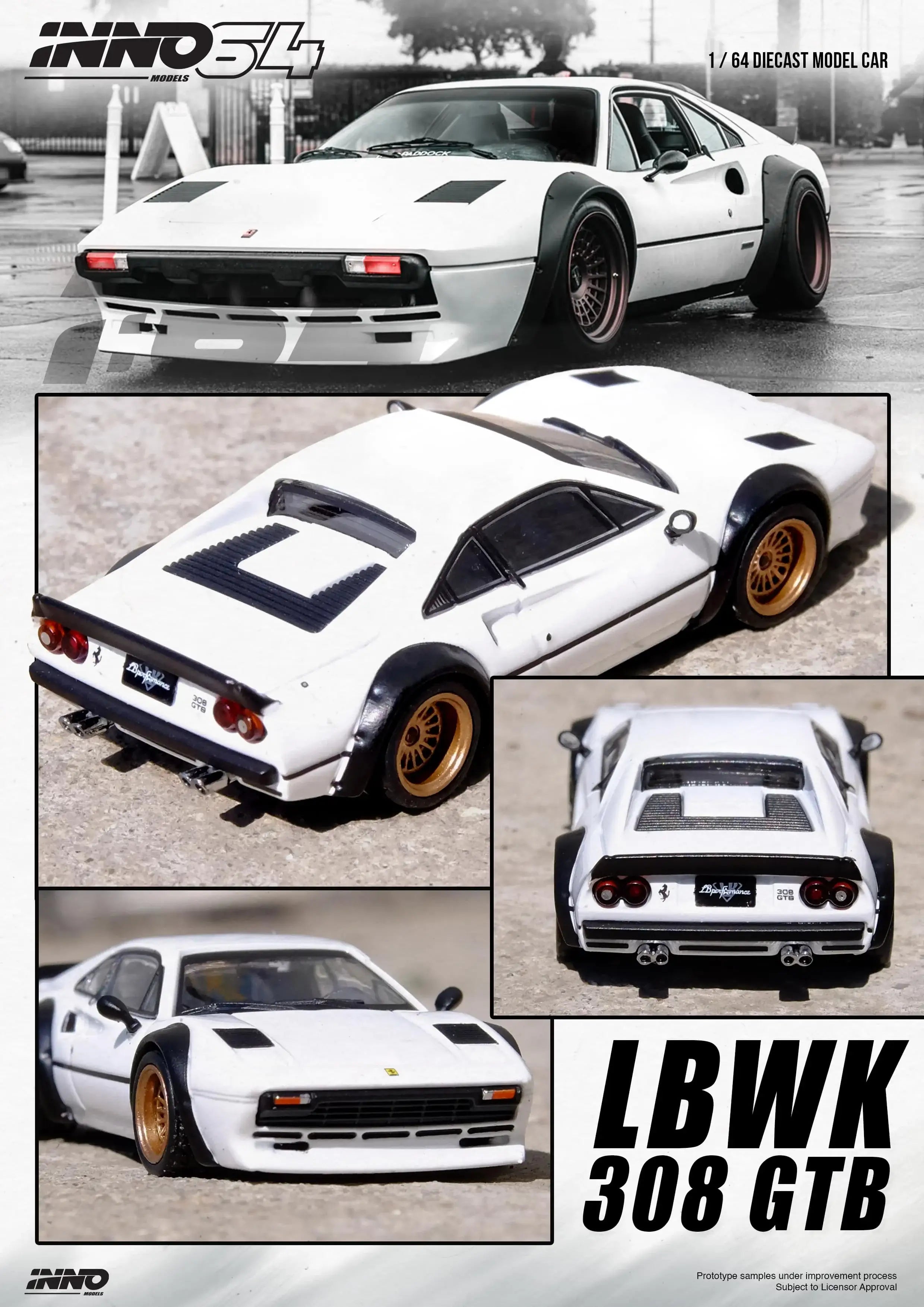 INNO64 1/64 Ferrari LBWK 308 GTB White – Mobile Garage HK
