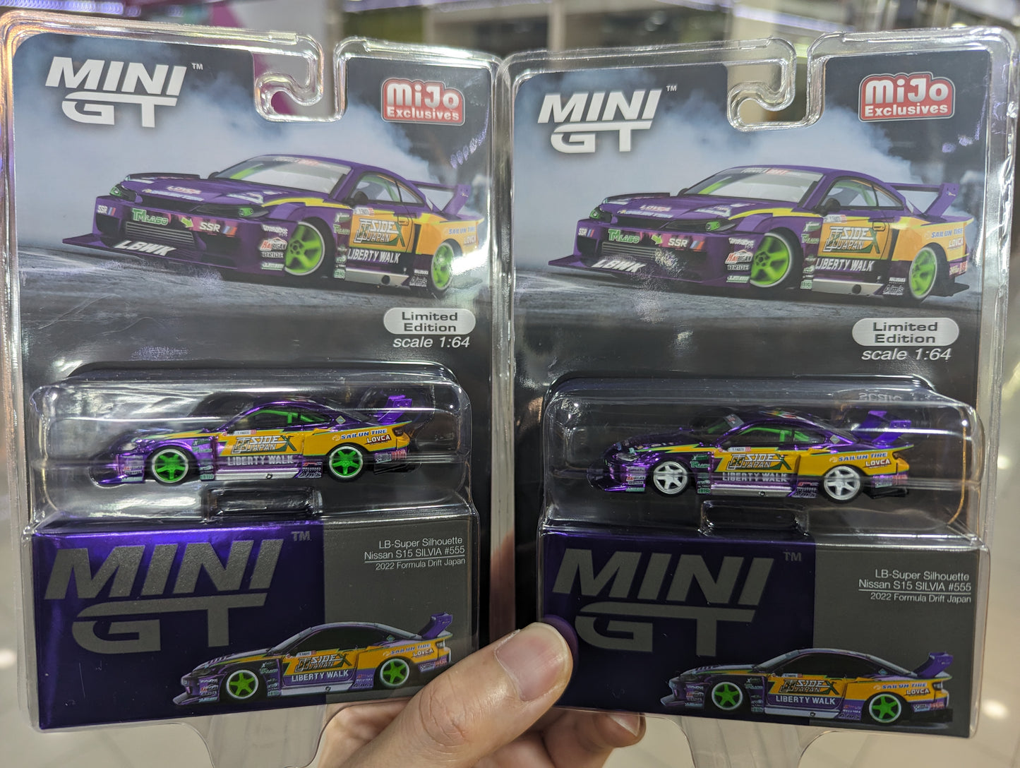 Mini GT x Mijo #576 LB-Super Silhouette S15 Silvia Formula Drift Japan 2022 #555 Yukio Fausto | SIDEX JAPAN with Liberty Walk