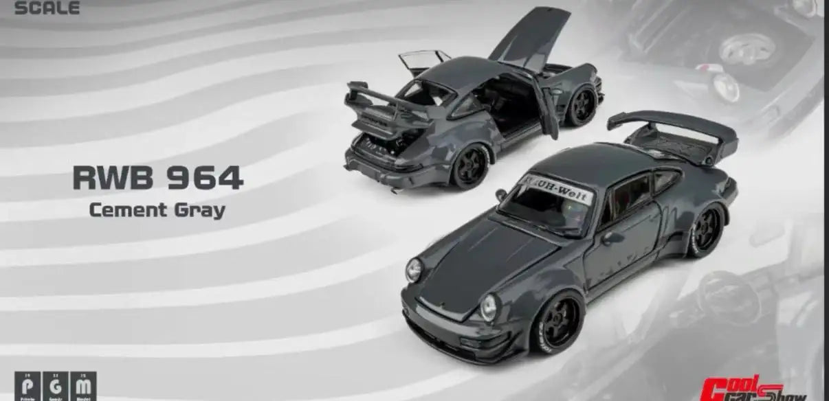 PGM 1:64 Scale Porsche RWB 964 Cement Gray (Cool Car Show Exclusive)