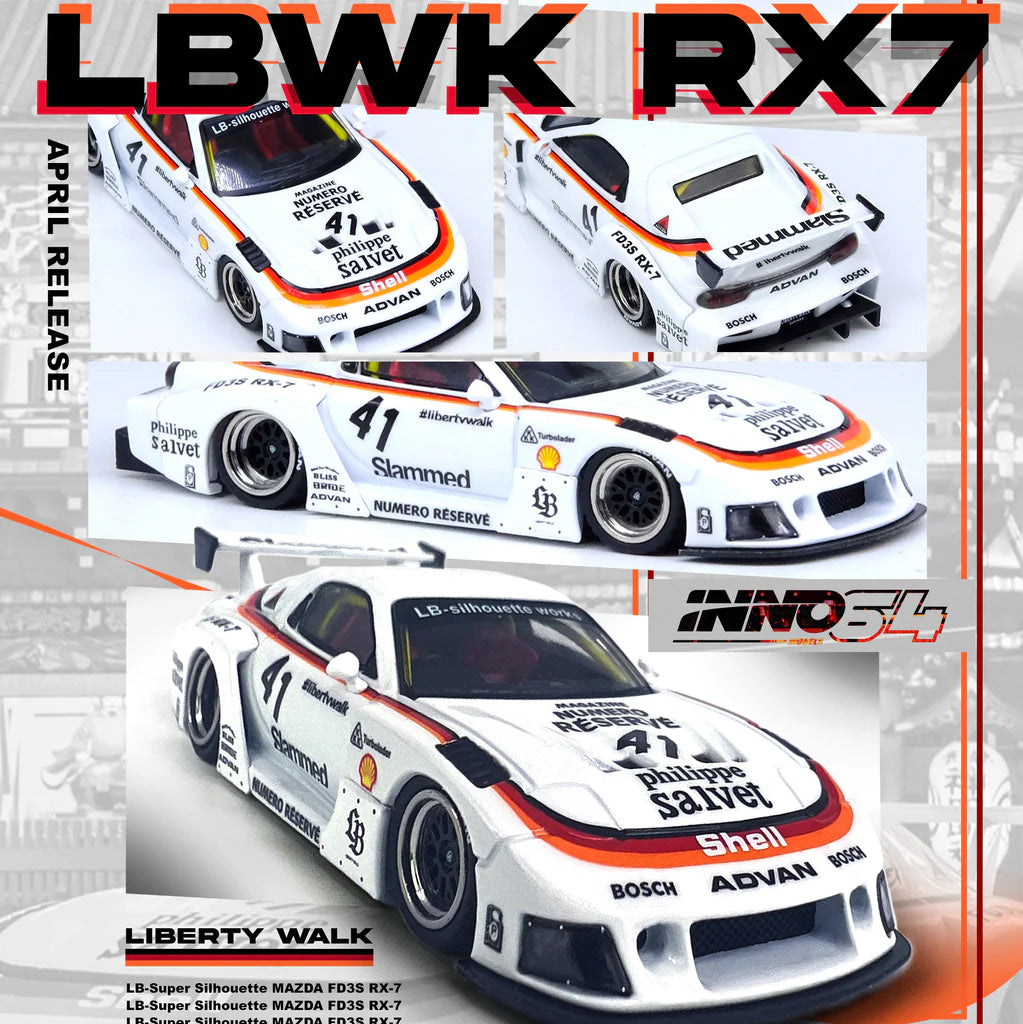 INNO64 1/64 MAZDA RX7 (FD3S) LB-SUPER SILHOUETTE - White
