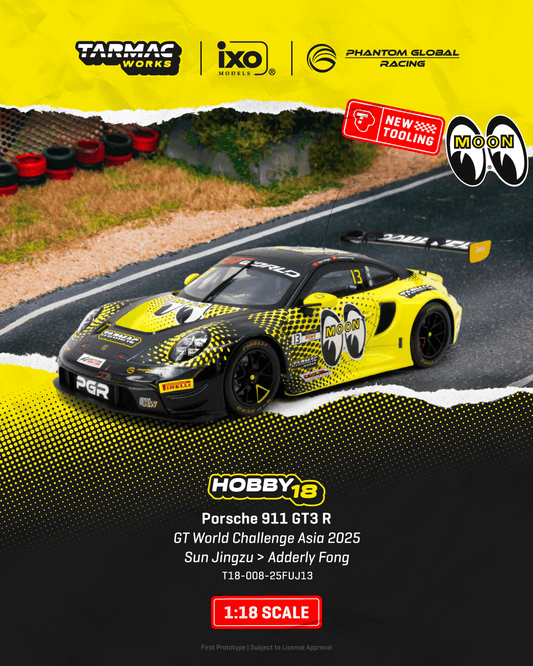 [Shipping Included] Tarmac Works 1:18 Scale Porsche 911 GT3 R GT World Challenge Asia 2025 - Phantom Global Racing