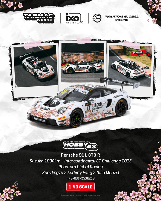 Tarmac Works T43-030-25SUZ13 Porsche 911 GT3 R Suzuka 1000km Intercontinental GT Challenge 2025 Phantom Global Racing