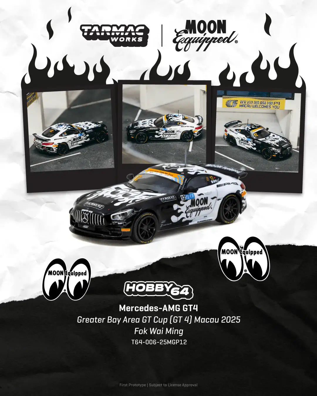 Tarmac Works T64-006-25MGP12 Mercedes-AMG GT4 Greater Bay Area GT Cup Macau 2025 #12 Moon Equipped-Tarmac Works-1:64-Mobile Garage HK
