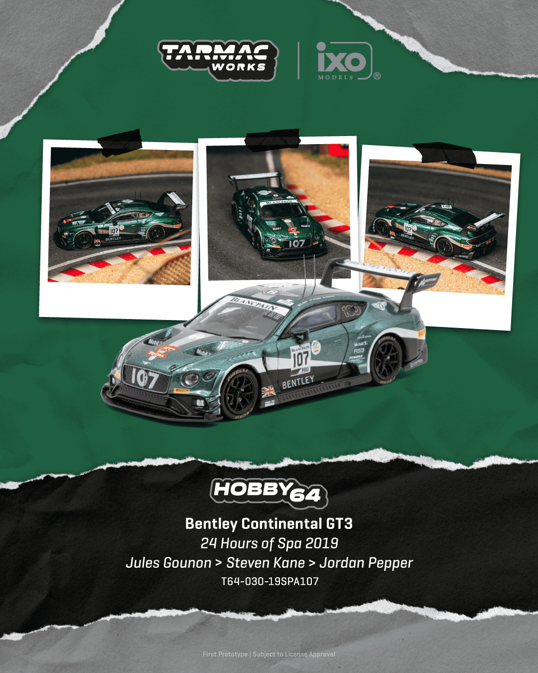 Tarmac Works Hobby64 Bentley Continental GT3 Jules Gounon 1:64 diecast model
