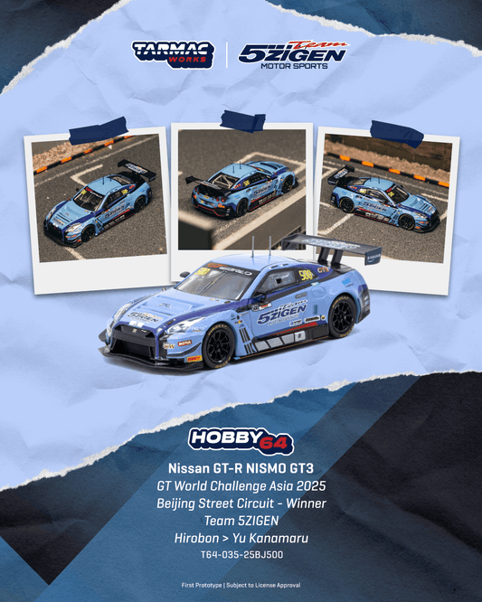 Tarmac Works T64-035-25BJ500 Nissan GT-R NISMO GT3 GT World Challenge Asia 2025 Beijing Winner TEAM 5ZIGEN