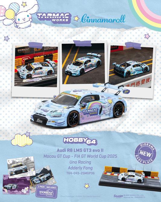 Tarmac Works T64-043-25MGP36 Audi R8 LMS GT3 evo II Macau GT Cup FIA GT World Cup 2025 Cinnamoroll Uno Racing Adderly Fong-Tarmac Works-1:64-Mobile Garage HK