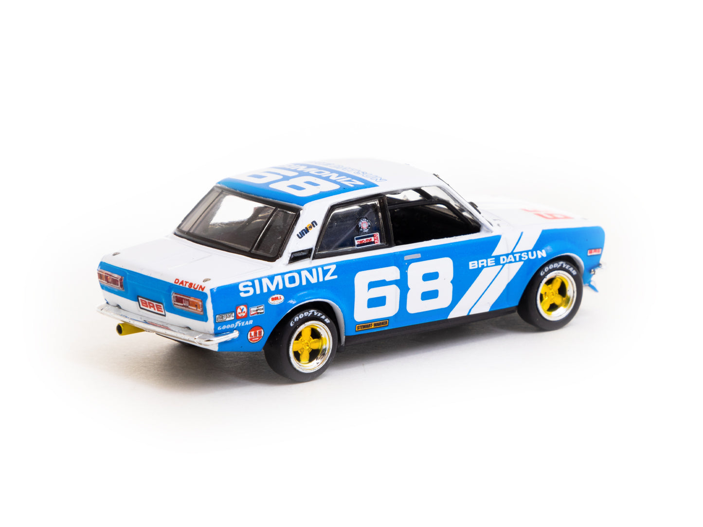 Tarmac Works 1:64 Scale BRE Datsun 510 Trans-Am 2.5 Championship 1972 Peter Gregg with BRE metal oil can