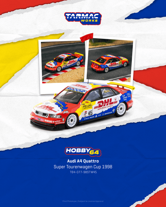 Tarmac Works 1:64 Scale Audi A4 Quattro Super Tourenwagen Cup 1998 Frank Biela