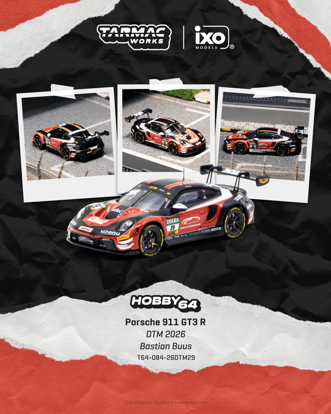 Hobby64 T64-084-26DTM29 Porsche 911 GT3 R DTM 2026 Bastian Buus