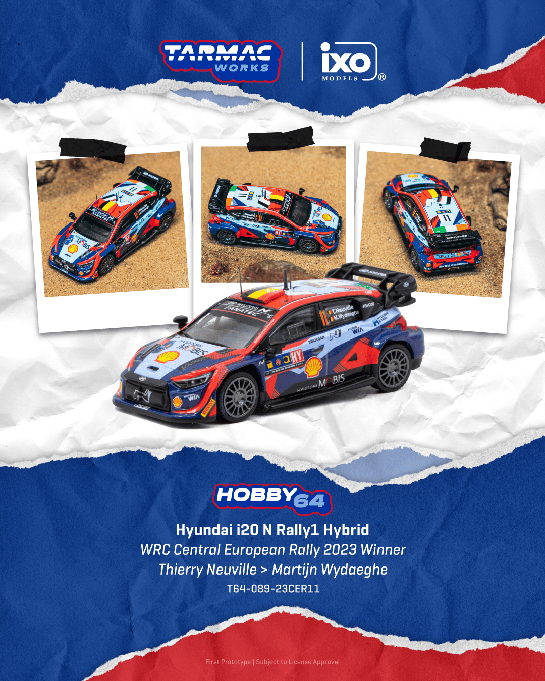 Tarmac Works Hobby64 Hyundai i20 N Rally1 Hybrid Thierry Neuville 1:64 diecast model