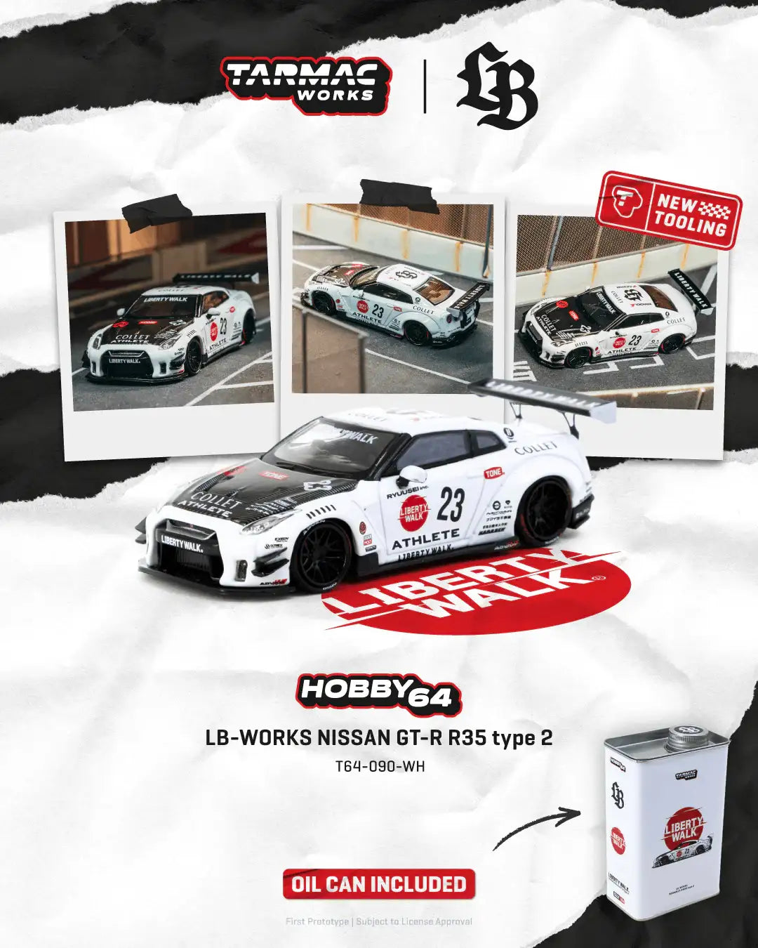 Tarmac Works 1:64 LB-Works Nissan GT-R R35 Type 2 White - Liberty