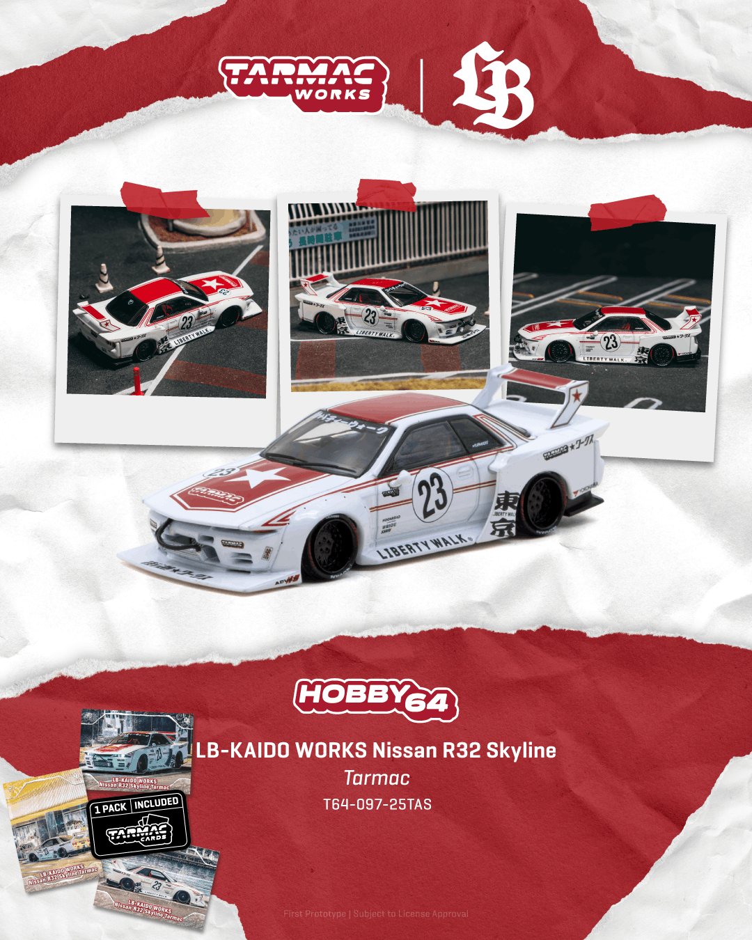 Tarmac Works T64-097-25TAS LB-KAIDO WORKS Nissan R32 Skyline Tarmac