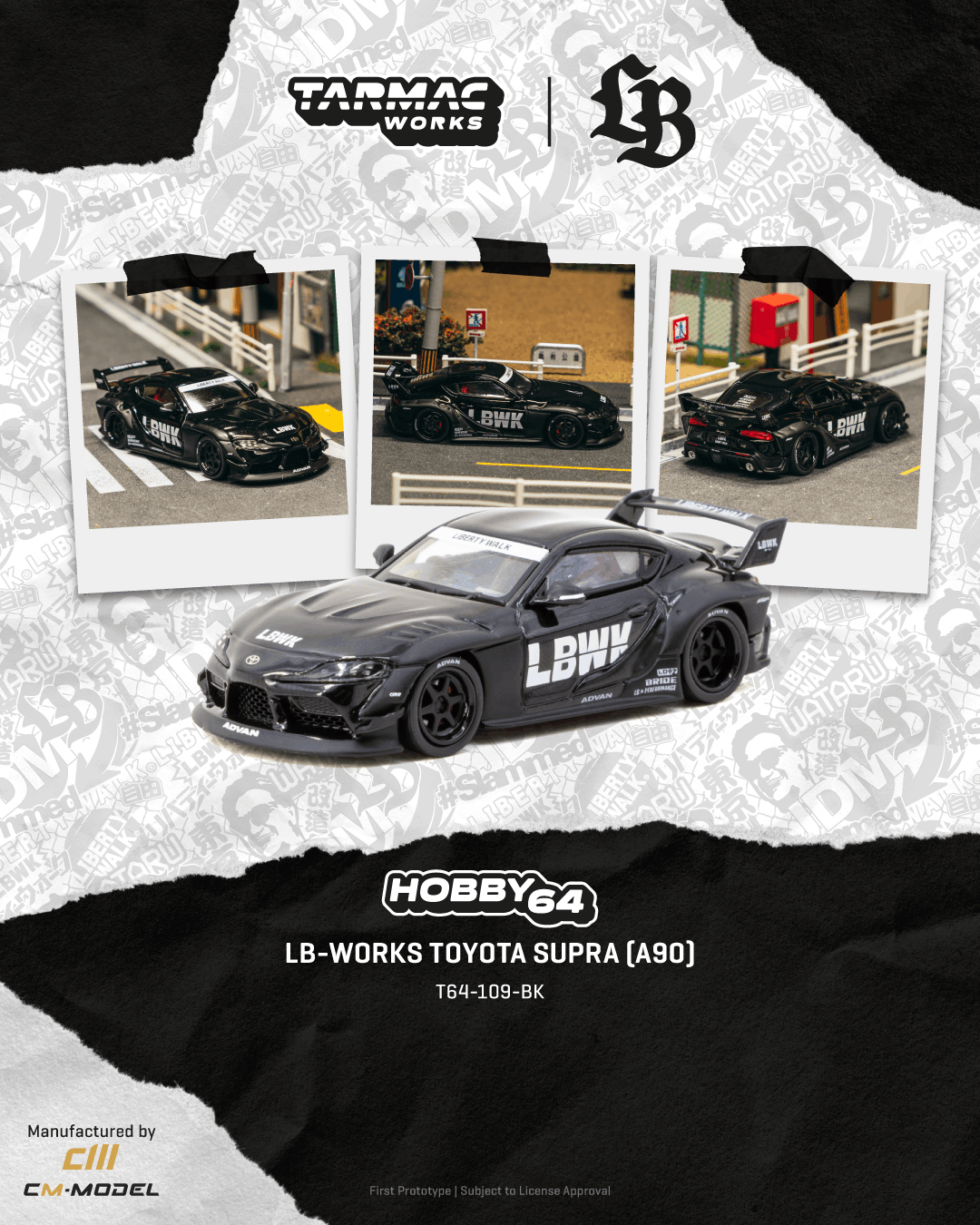 Tarmac Works T64-109-BK LB-WORKS Toyota Supra (A90) Black