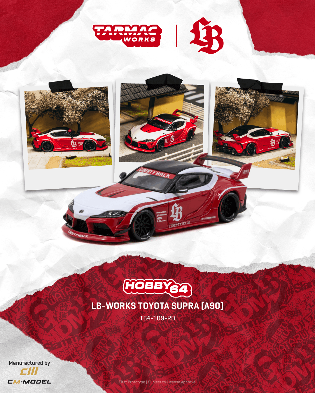 Tarmac Works T64-109-RD LB-WORKS Toyota Supra (A90) Red