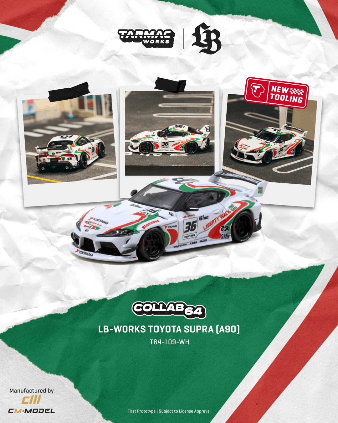 Tarmac Works T64-109-WH LB-WORKS Toyota Supra (A90) White
