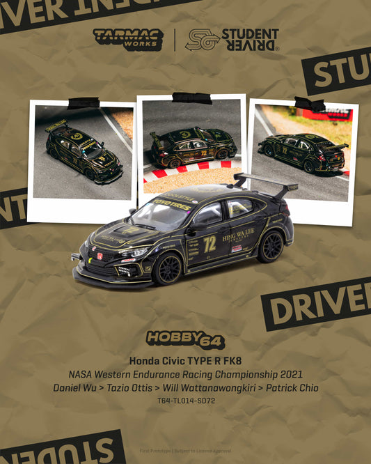 Tarmac Works 1:64 Scale Honda Civic TYPE R FK8 NASA Western Endurance Racing Championship 2021